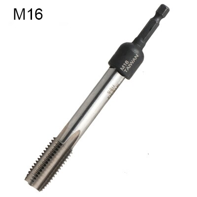 M4-M16 Tap Die Socket Adapter 1/4'' Hex Shank Square Driver Thread Tap Adapter Screw Tapping Chuck for Machine Tap Power Drill: with Tap M16