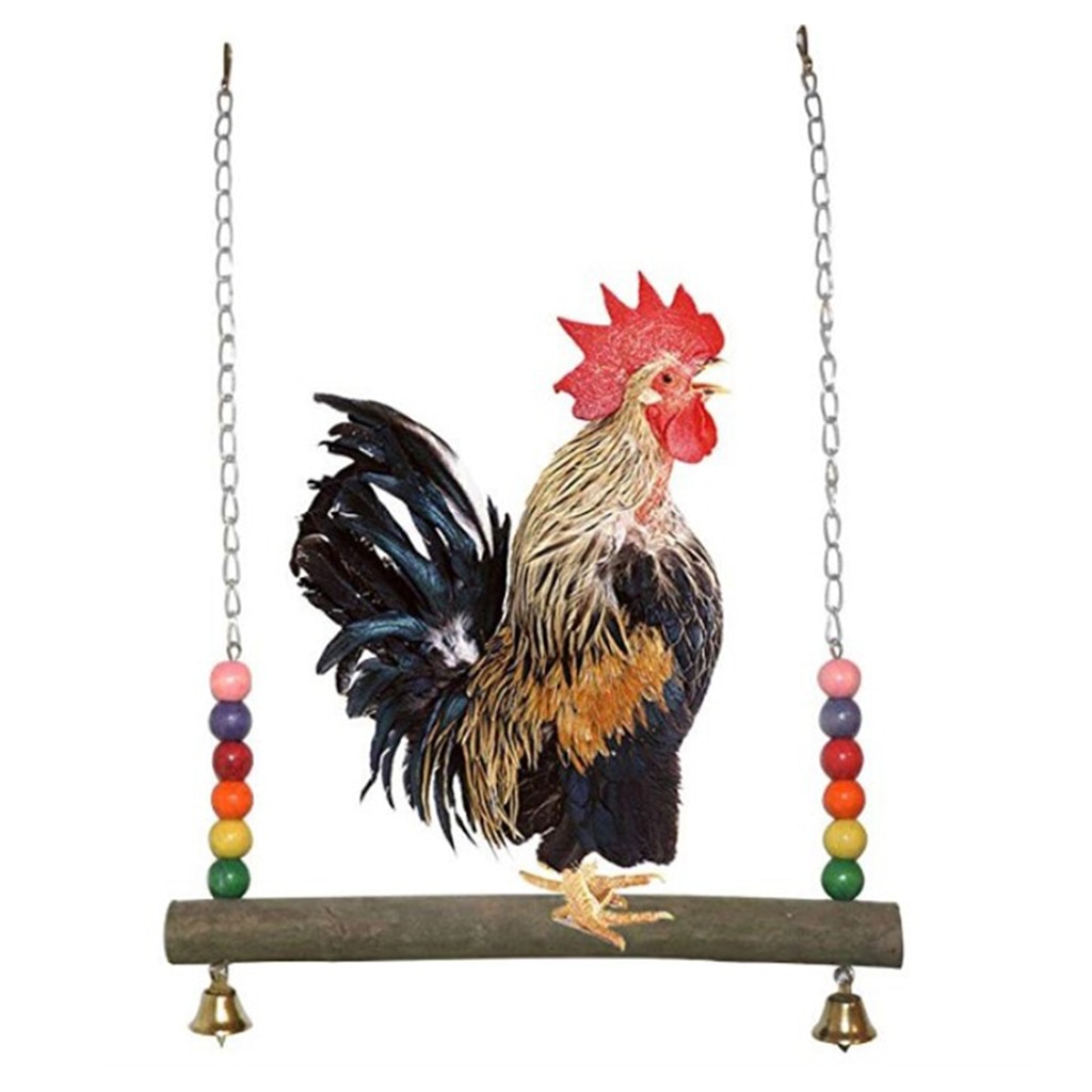 Big Chicken Ladder Swing Hanging Wood Perches Parrot Chew Exercise Toy for Large Birds Chicken