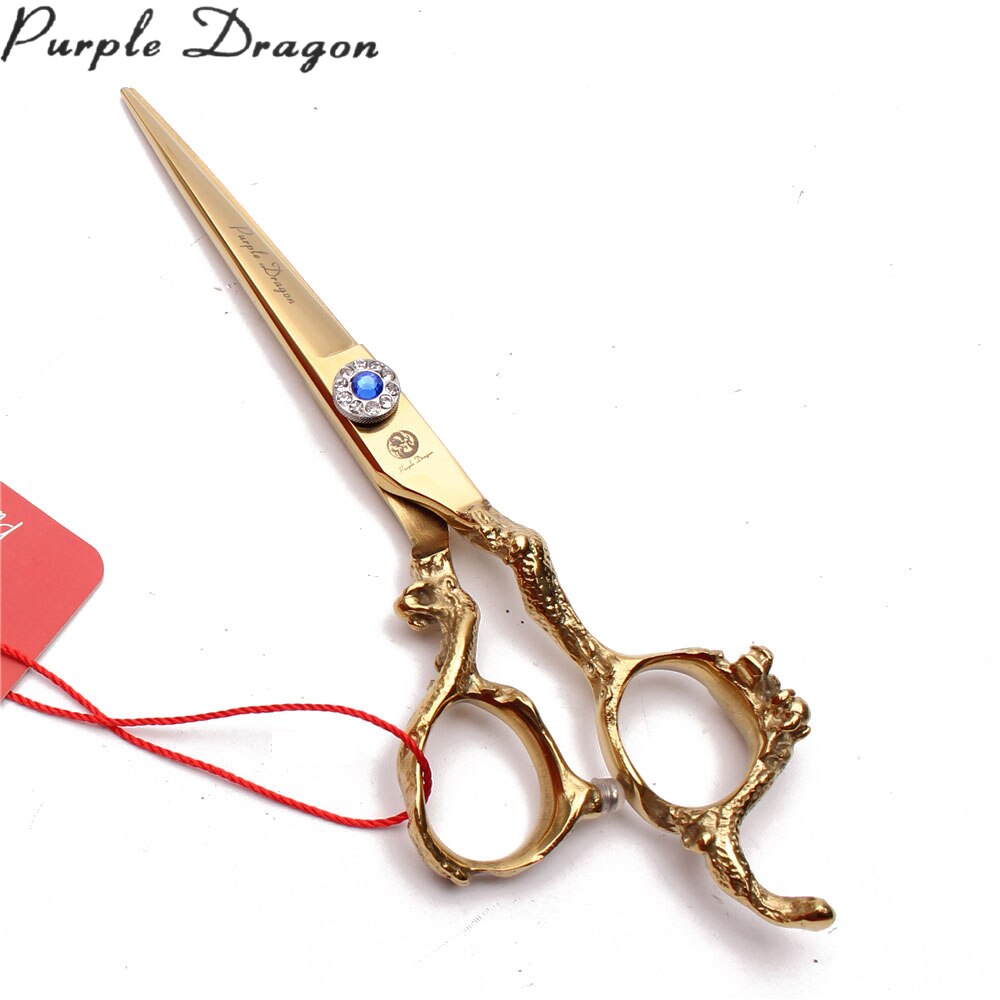 5.5" 440C Gold Hair Scissors Straight Shears Thinning Shears Dragon Handle Hairdressing Scissors Z9003
