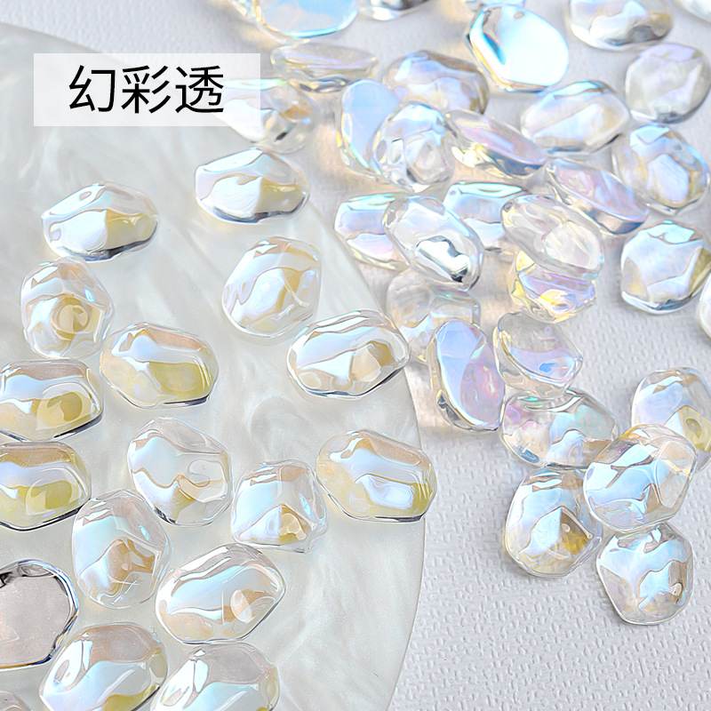 20 piezas brillo Aurora AB ondulación hielo cubo translúcido superficie irregular joya de cristal decoración de uñas diamantes de imitación dijes de manicura