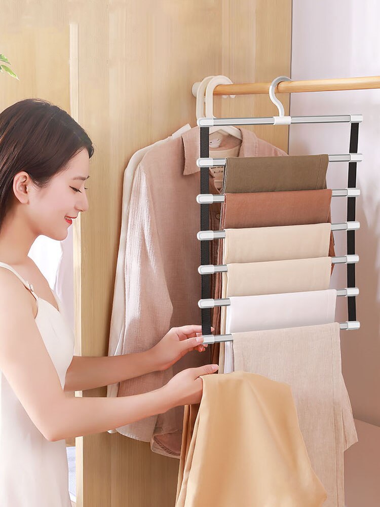 Opvouwbare Kast Broek En Rokken Garderobe Hangers Voor Bespaart Ruimte Meerdere Broek Rack Slaapkamer Kast Loft Kleding Organisatoren