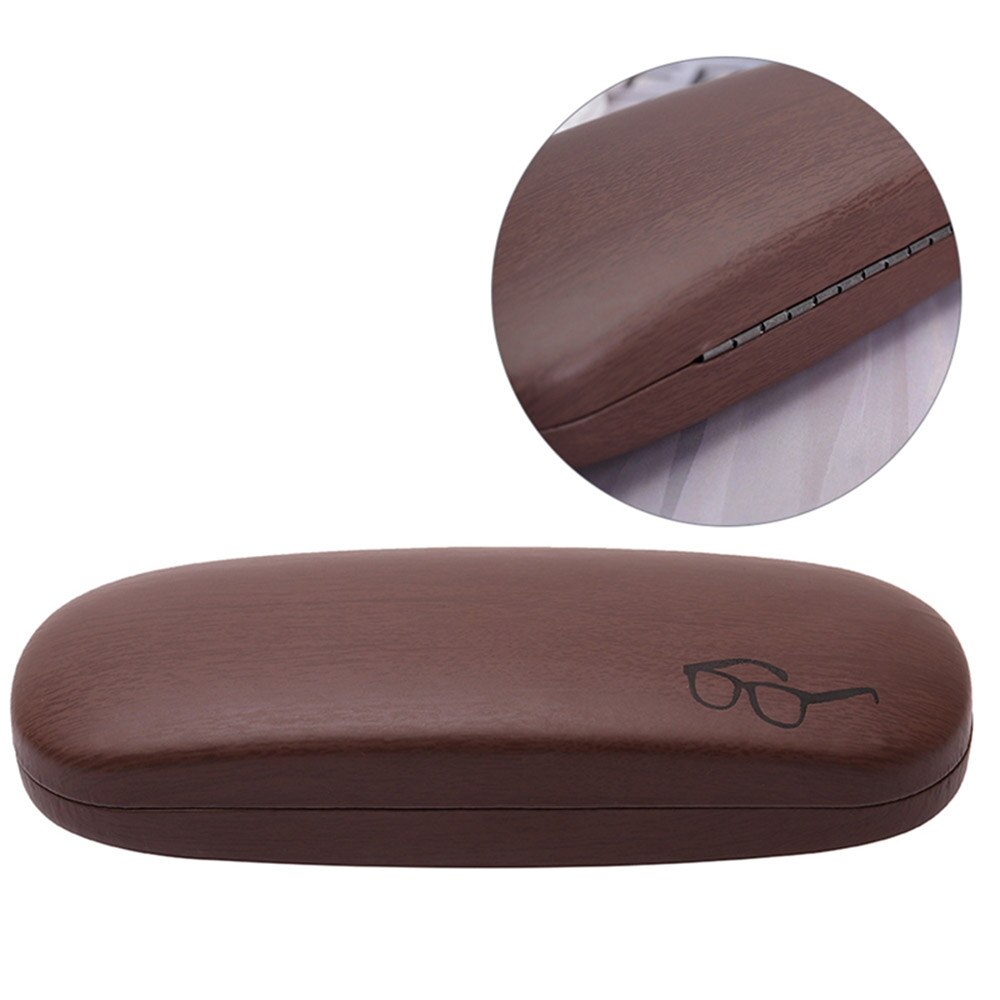 Estuche rígido de madera de para gafas de lectura, estuche para gafas de sol de cuero PU para hombres y mujeres