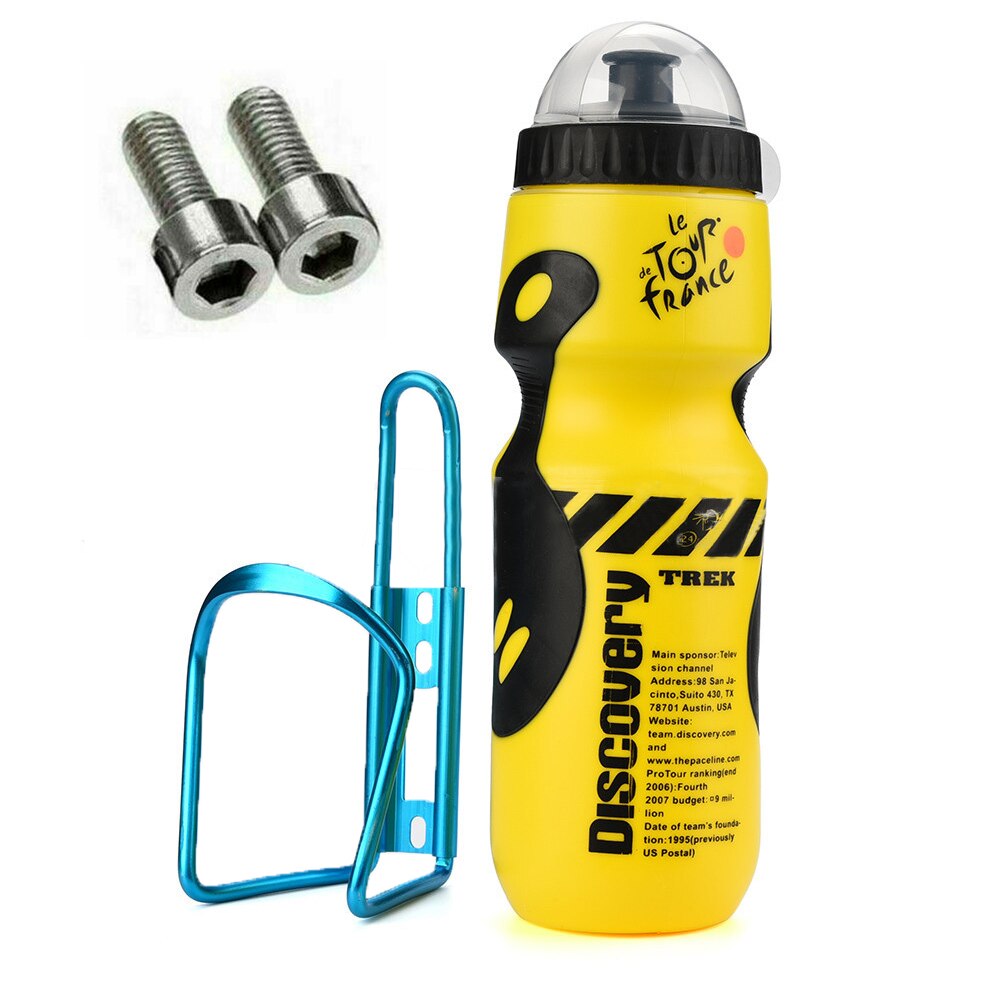650ml conjunto de garrafa água mountain bike bebida esportes com suporte copo portátil acessórios ao ar livre ciclismo bicicleta acessório viagem: Amarelo