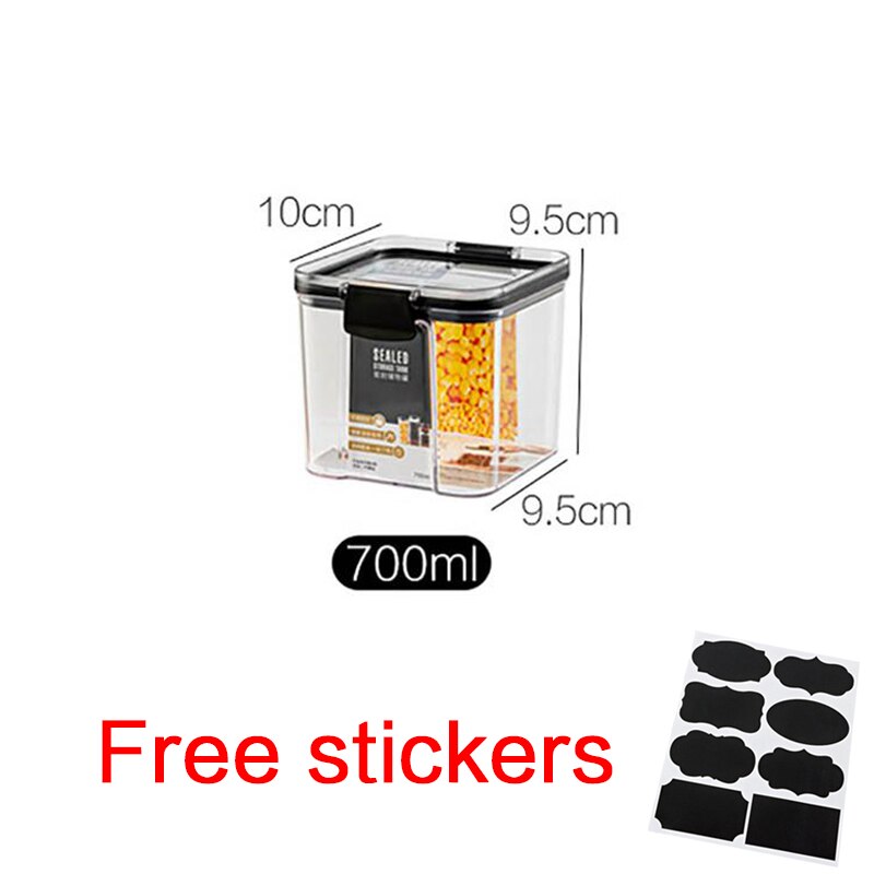 1800ml Dry Food Storage Box Food Containers Transparent Stackable Kitchen Spaghetti Noodles Sealed Tank Cans Organizers bottles: A 700ml