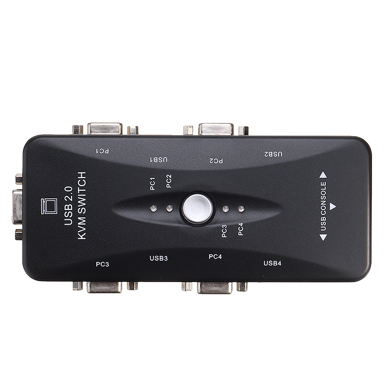 Pohiks 1pc 2/4 Ports USB 2.0 KVM Switch Box Portable Mouse Keyboard 1920x1440 Switches Adapter With 1.5m KVM Cables: 4 Ports
