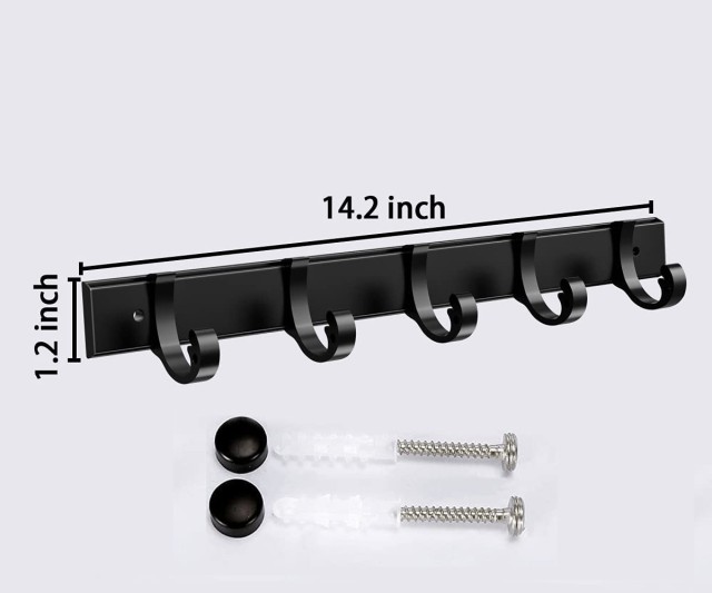 5 Hooks Stainless Steel Over The Door Hooks Hanger Home Bathroom Kitchen Hanger Clothes Towel Storage Holder: black 5 hook