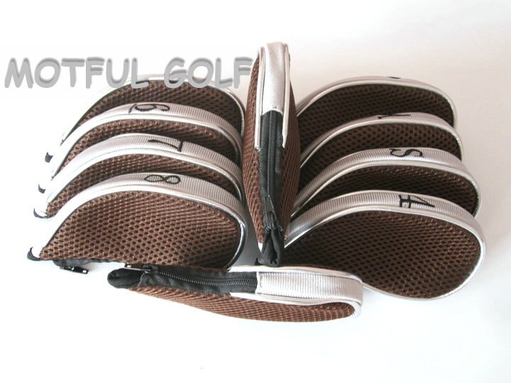 Rits Golf Ijzer Headcover Ijzers Set Head Cover Met Rits Tmesh Stof 10 Stks/pak Grey Kleur Met Nummers