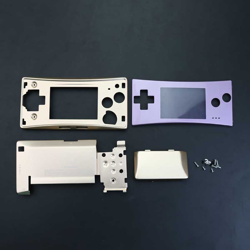 Yuxi Oem Metalen Behuizing Shell Case Vervanging Voor Gameboy Micro Gbm Voorkant Faceplate Cover Terug Holder W/Schroef: Purple and Gold