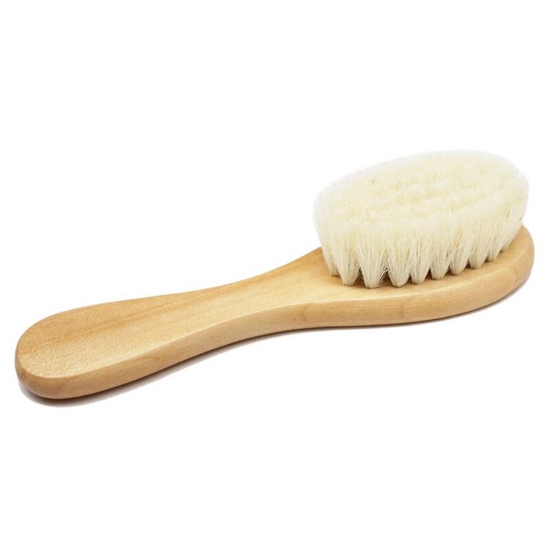 Natural Wooden Handle Soft Press Baby Hairbrush and Super Soft Goat Hair Suitable for Newborns and Children&#39;s Natural Wooden Han