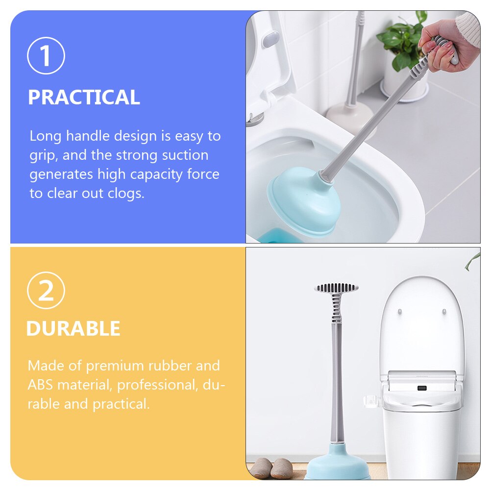 Toilet Plunger Durable Practical Long Handle Plunger Toilet Suction Plunger for Kitchen Sink Bathroom
