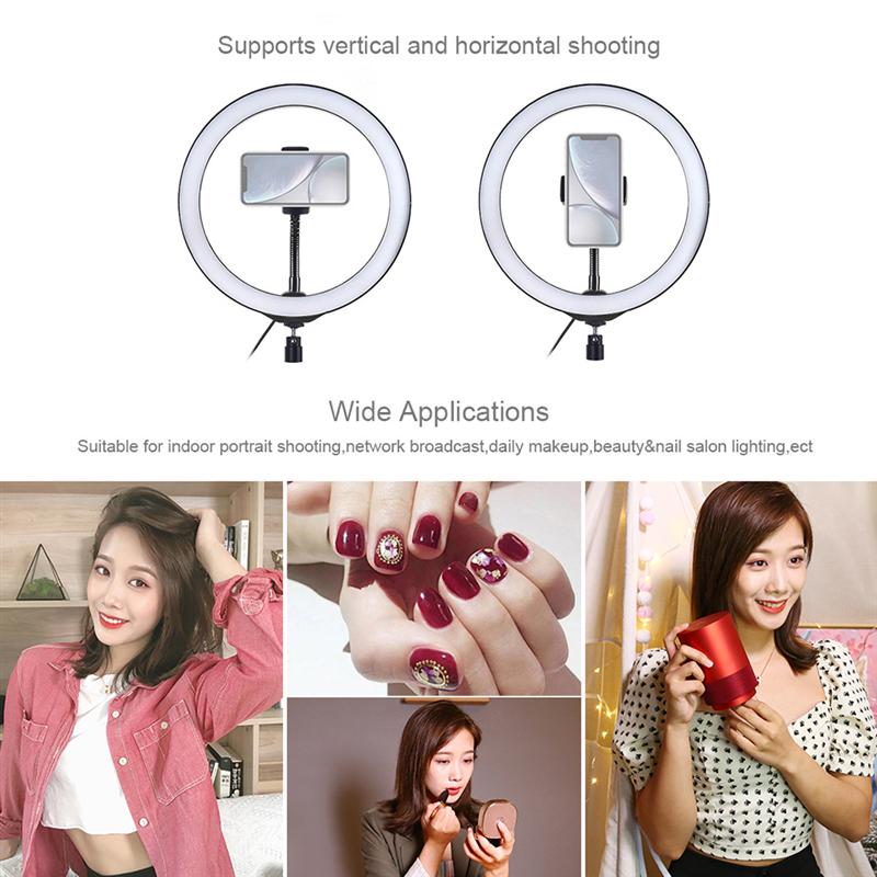 10 Inches Ring Lights with 1.1M Three-legged Support LED Ring Supplementary Light Lamp Practical LED Ring Light Ring Shape Lamp