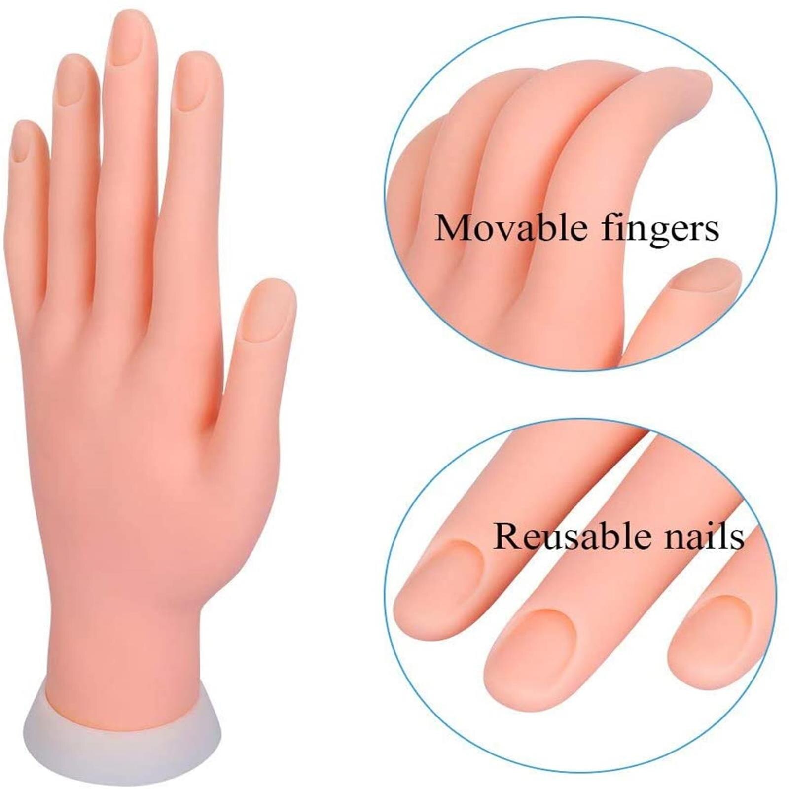 Prática modelo de mão flexível removível modelo de plástico macio para manicure prego formação fingerss impressora manicure unhas ferramenta