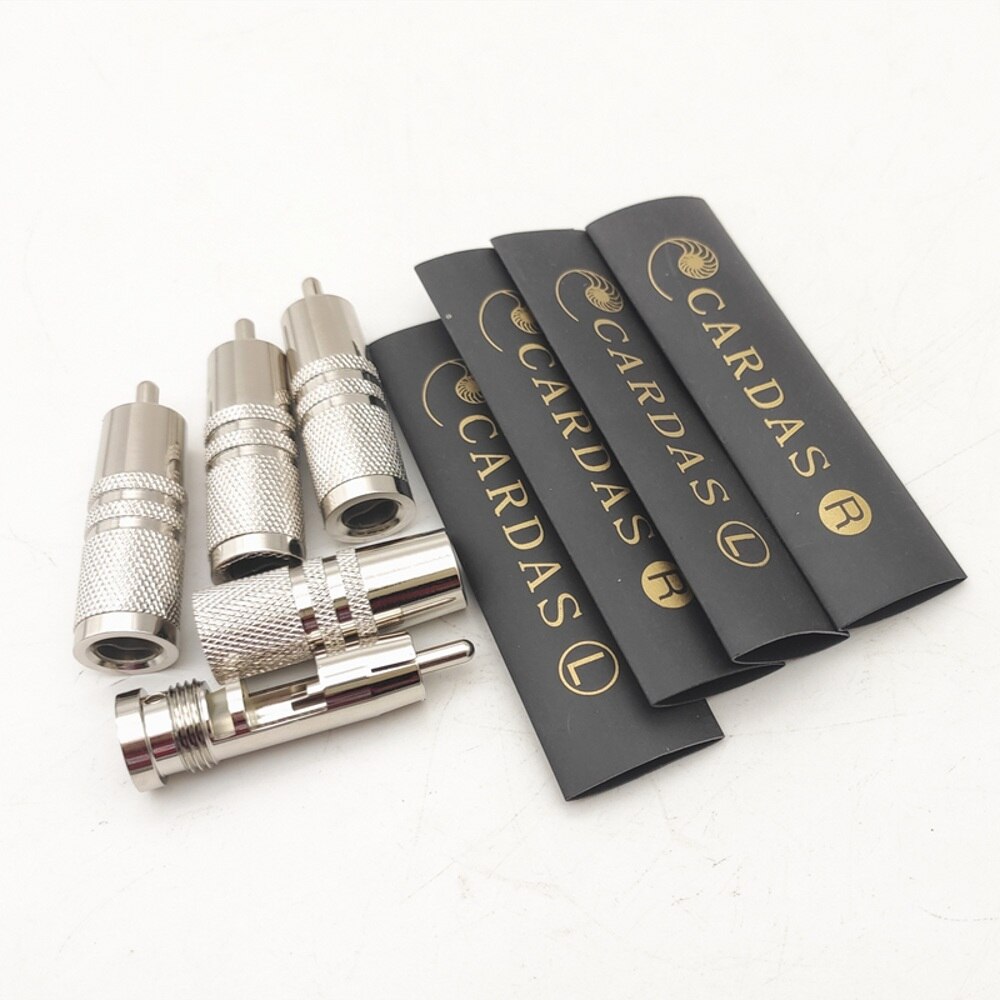 Hifi Verzilverd Cardas Plug Srca Rca Mannelijke Interconnect Kabel Elektrische Plug 9 Mm Voor Audio Rca Kabel Krimpkous mouw: Silver