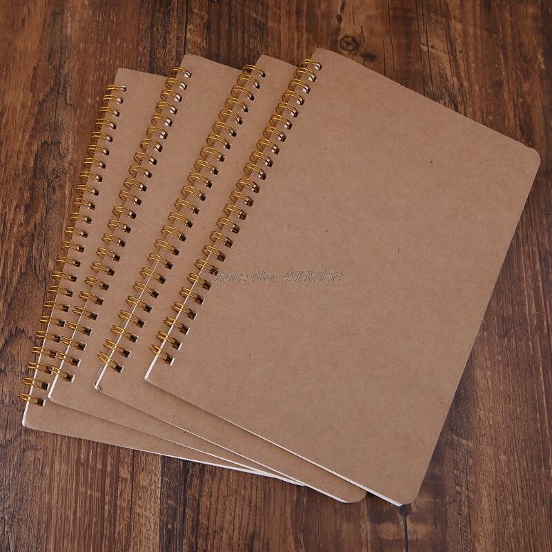 A5 Bullet Notebook Kraft Dot Grid Time Management Blank Book Spiral Journal Weekly Planner School Office Supplies