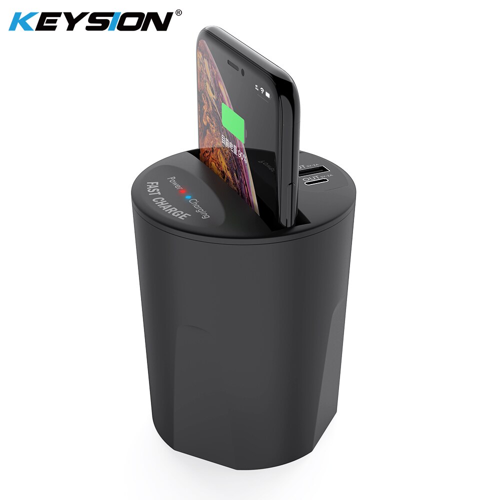 KEYSION 10W Fast Qi Wireless Charger for iPhone 11 Pro XS Max XR Car Cup Holder Charging Stand for Samsung S10 S9 S8 S7 Note 10