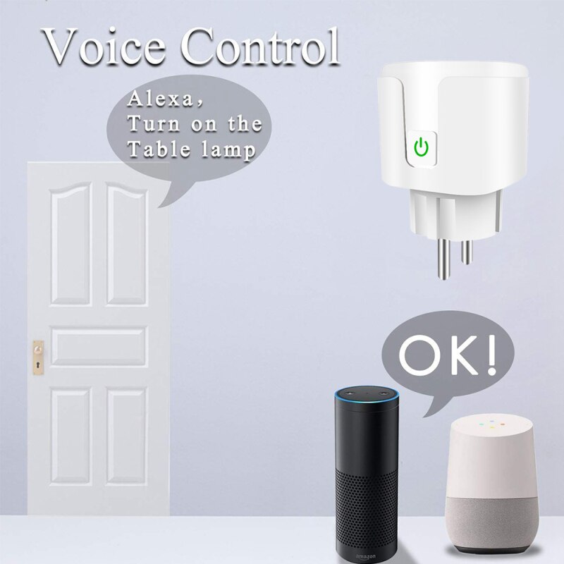 Smart Life WiFi EU Smart Plug 16A 100-240V Adapter Wireless Remote Voice Control Power Monitor Timer Socket For Google Home Alex