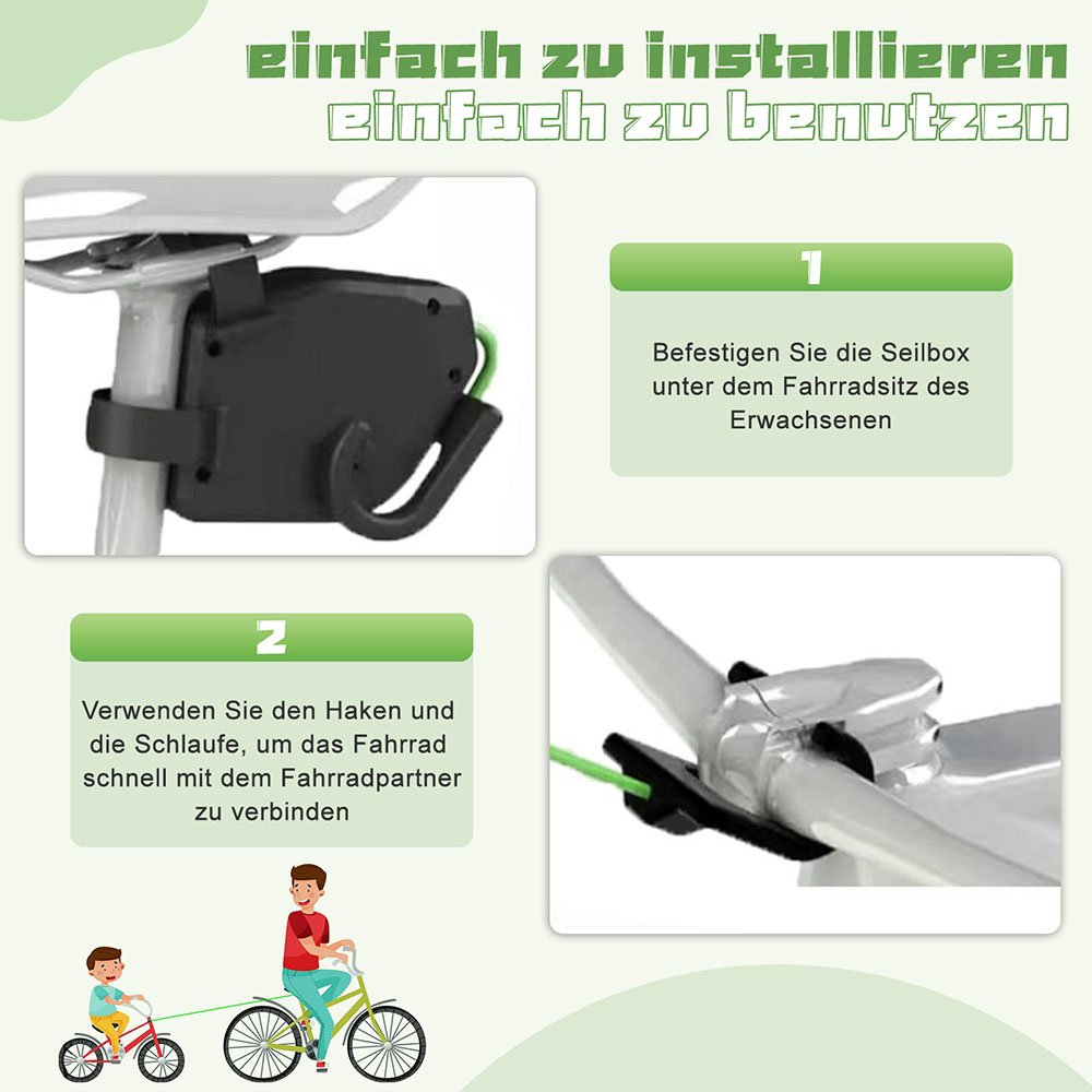 Corda da traino per bici da esterno Strumento di traino in nylon resistente all'usura retrattile per bambini Accessori per bici per adulti