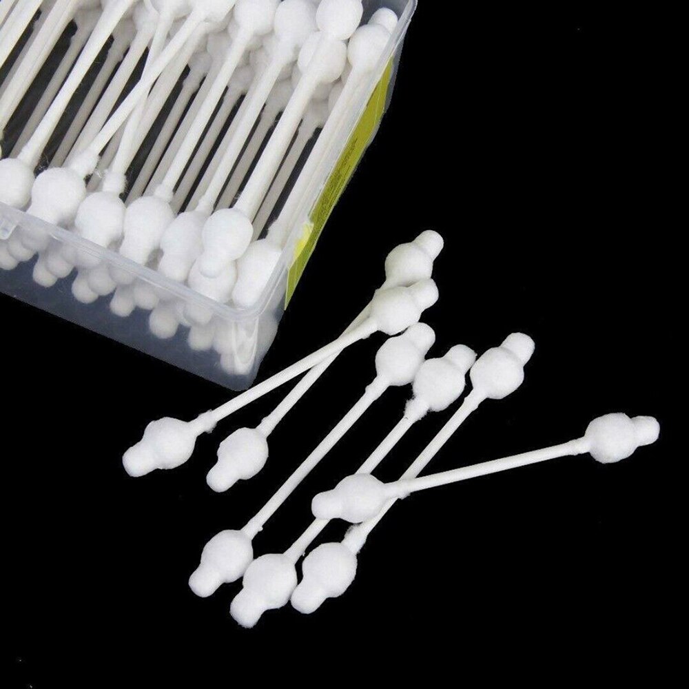 55pcs Double Head Baby Cotton Swab Bamboo Cotton Swab Wood Sticks Disposable Buds Cotton For Beauty Makeup Nose Ears Cleaning