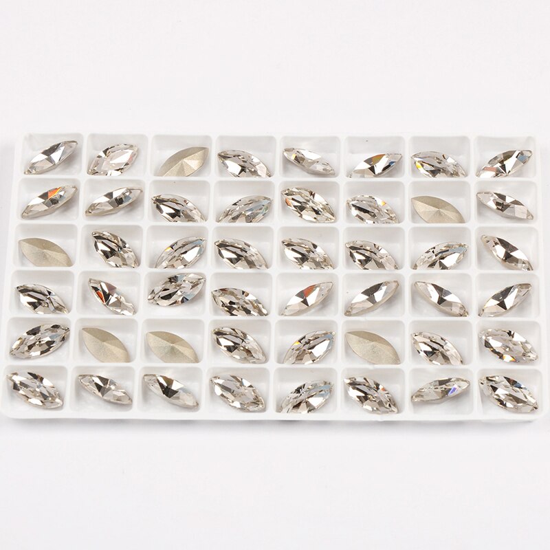 YANRUO 4200 All Sizes Crystal Clear Navette Glass Strass Point Back DIY Craft Gems Horse Eyes Rhinestones For Needlework