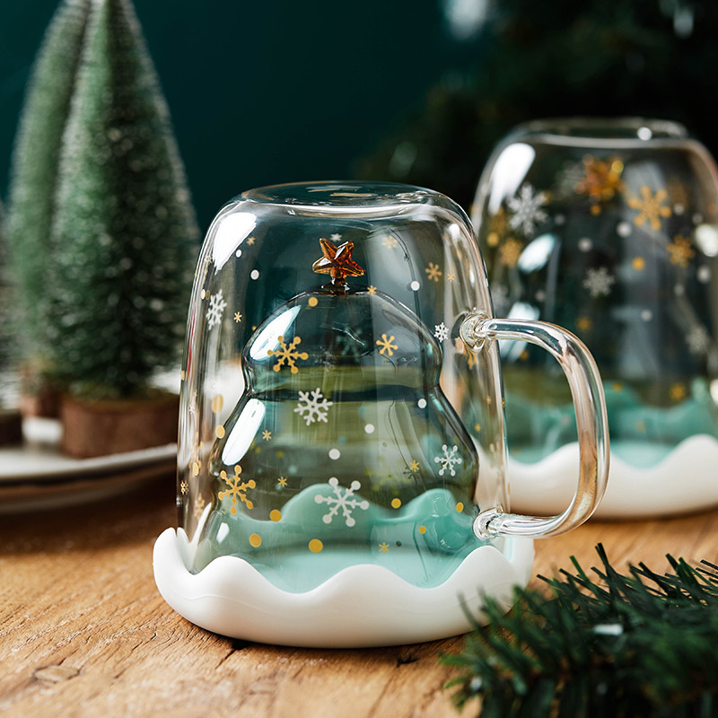 ins glass kopp juletre dobbel vegg glass vann kopp 300ml til jul låve elskers