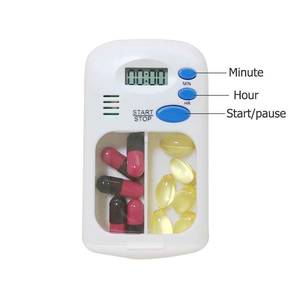 2 Grid Medicine Box Timer Alarm Pill Box Alarm Timer DIY Digital Medicine Pill Case Organizers Container Pill Timing Reminder