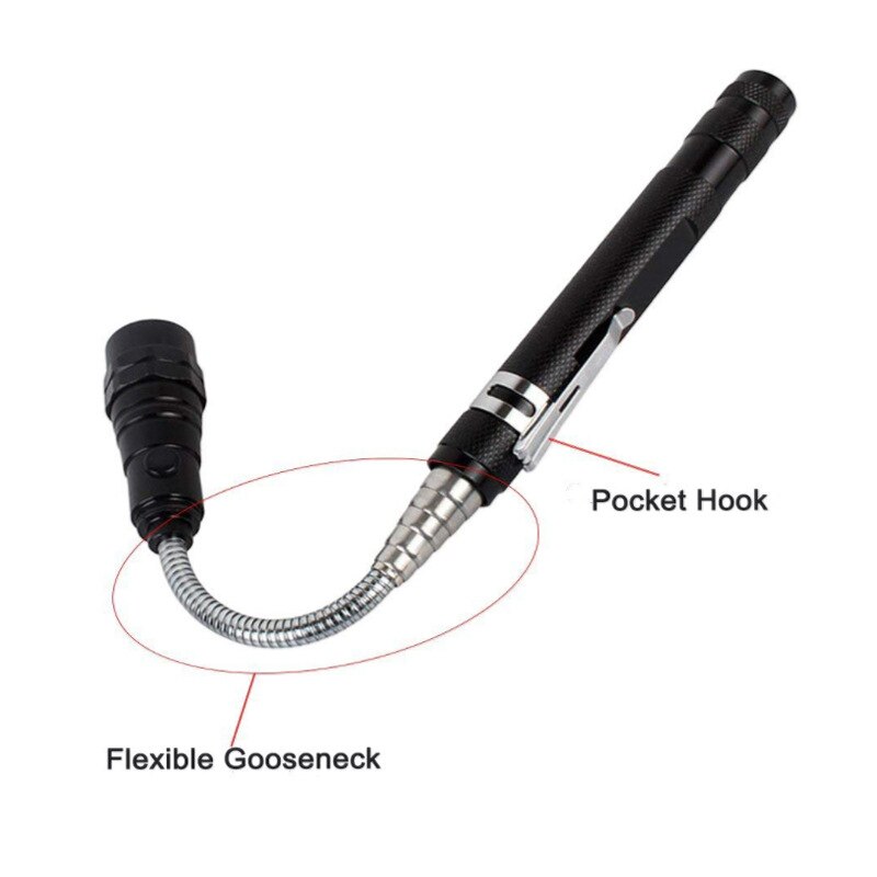 3 LED Draagbare zaklamp Flexibele Hoofd Zaklamp Zaklamp met een magneet Telescopische Flexibele lamp Pick Up Tool Lamp Licht