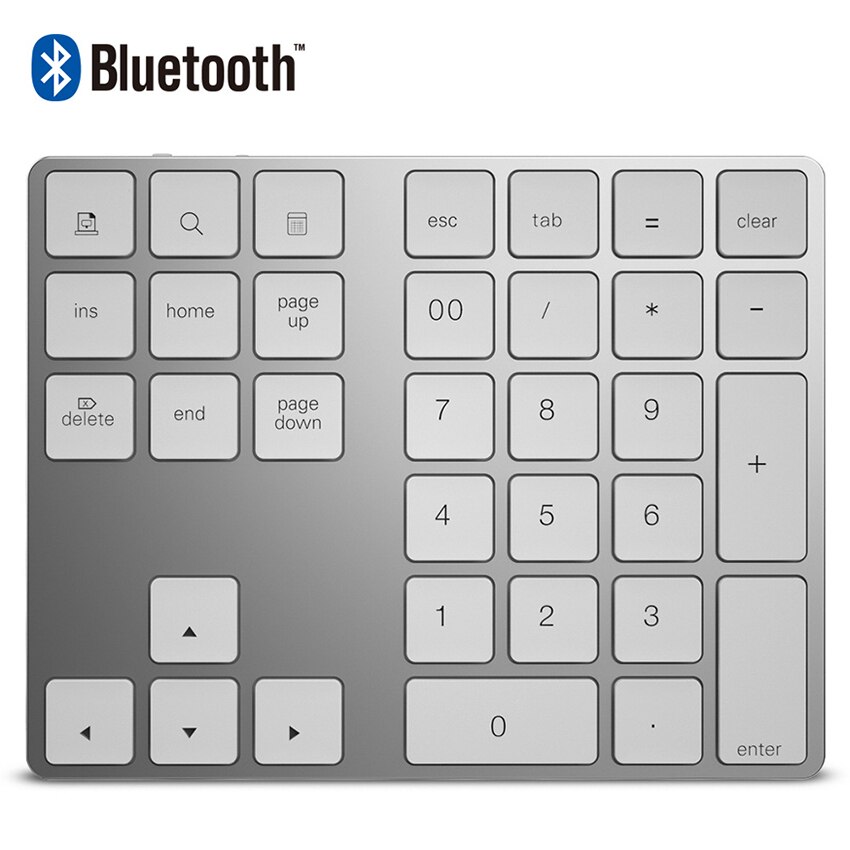 Bluetooth-compatible Keyboard, 34Keys Mini Foldable Wireless Keyboard, Durable Aluminum Alloy Housing, for iOS Android, Windows: Silver Gray