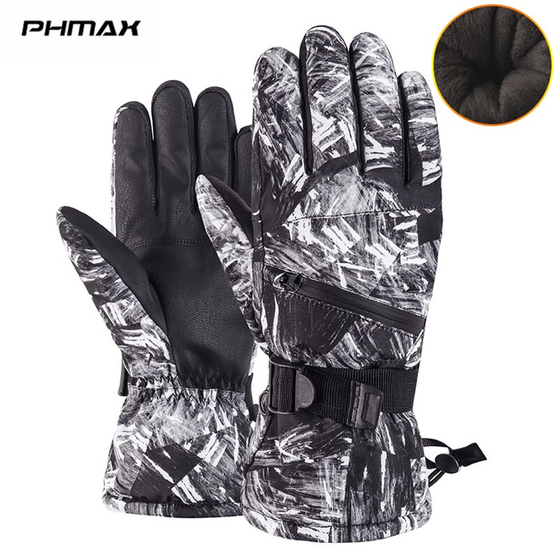 Phmax luvas de esqui dos homens inverno à prova de vento luvas de snowboard feminino lã térmica mais quente luvas de patinação tela sensível ao toque à prova dwaterproof água: NM-ZPST-21001 / XXL