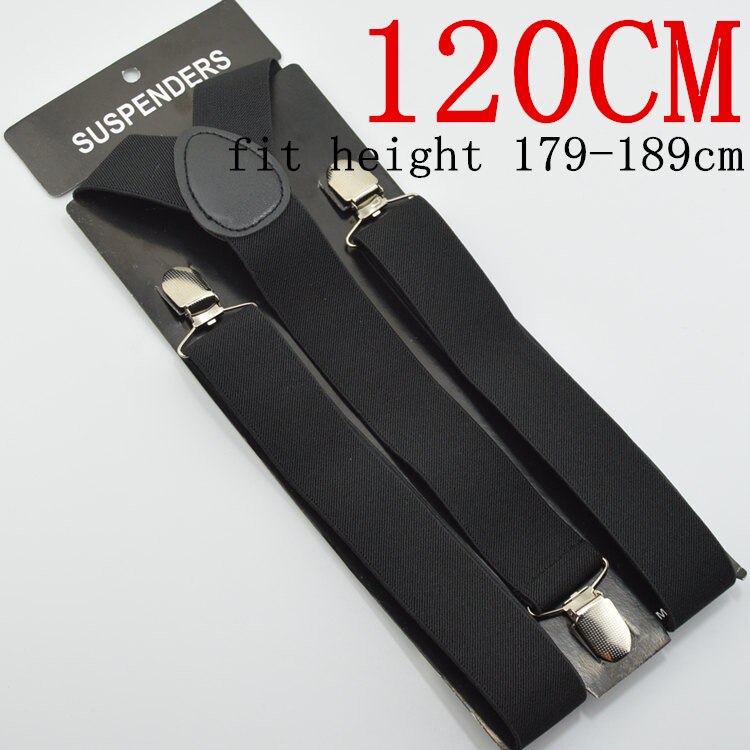 120 cm heren Unisex Clip-op Bretels Elastische 3.5 cm Breed zwart groter Bretels Y-back Jarretelle & Retail: 120CM