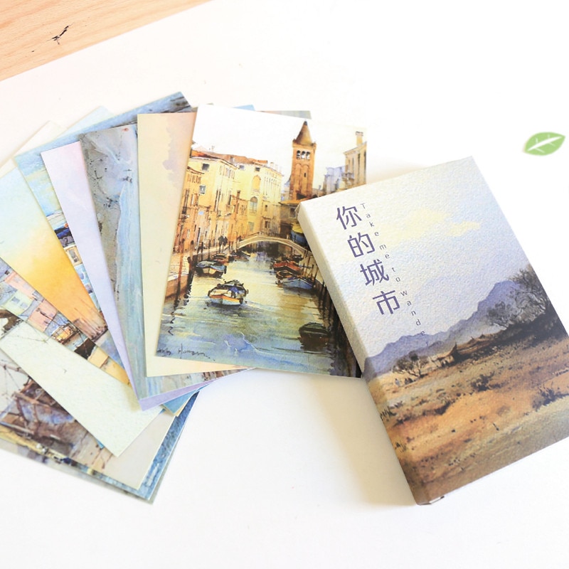 30 Pcs/set Beautiful City Scenery Postcard Vintage Style Postcard Set Greeting Cards Letter Paper Card Years Postcards