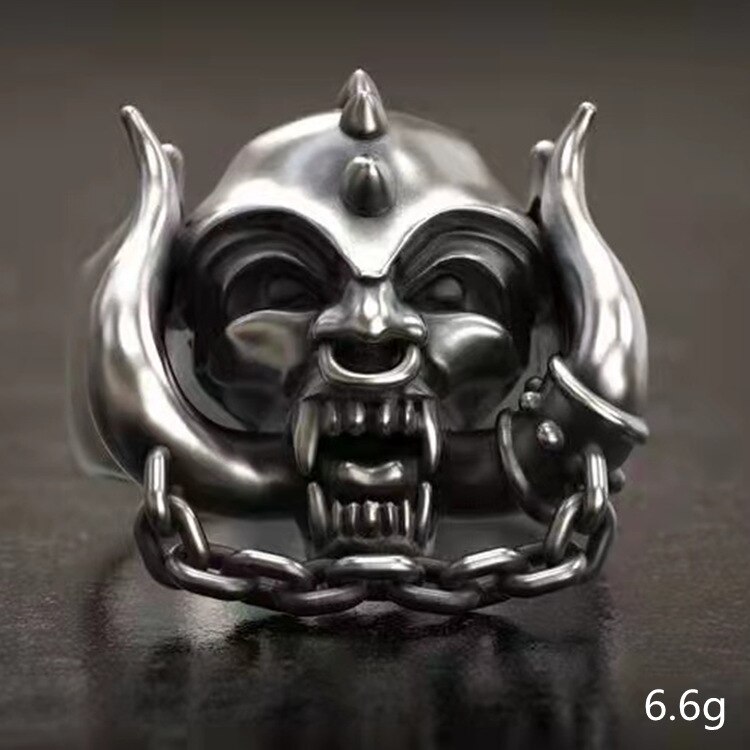 Vrouwen Ring Punk Motorfiets Stijl Zwart Overdreven Schedel Spook Hoofd Ring Unisex Sieraden Voor Mannen