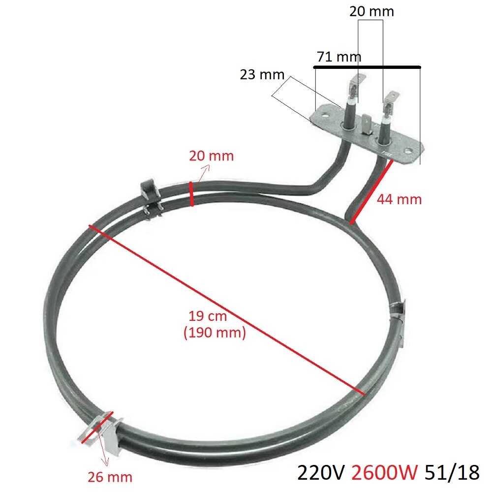Compatible con ferre-franke-hoover-itimat Turbo resistencia al horno 2600W