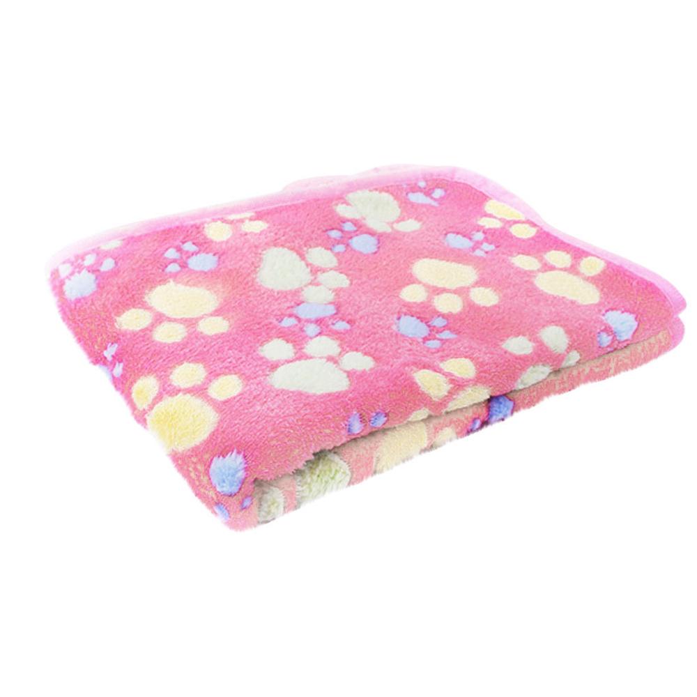 Cat Dog Claw Print Towel Pet Cat Towel Rug Sleeping Warm Towel Blanket Pet Shower Towel Coral fleece Blanket anti-skid Absorbent: Pink / M