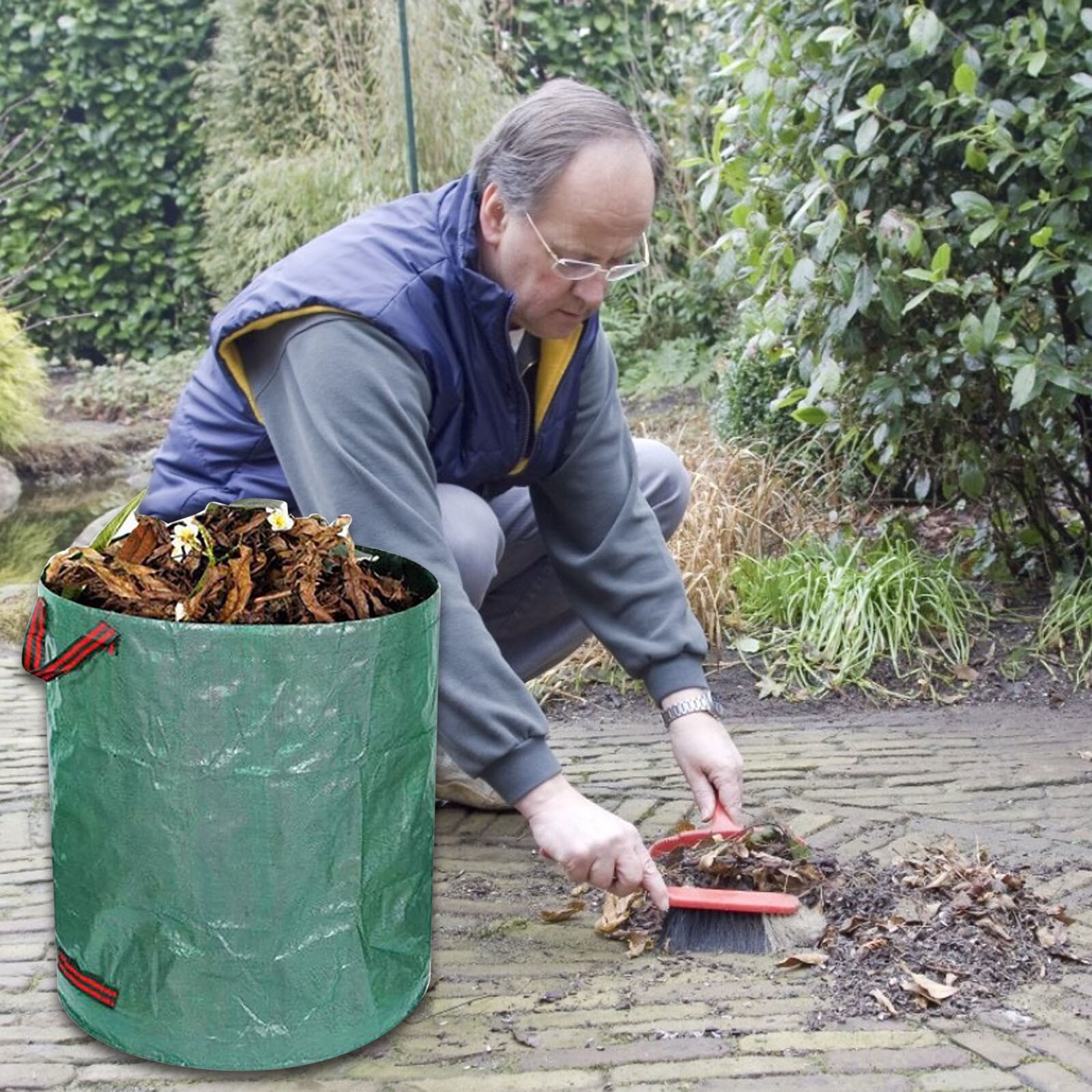 Sac à feuilles de jardin de grande capacité 25 #, sac à ordures Portable, sac de rangement multifonctionnel, grand organisateur de cour, accessoires de jardin
