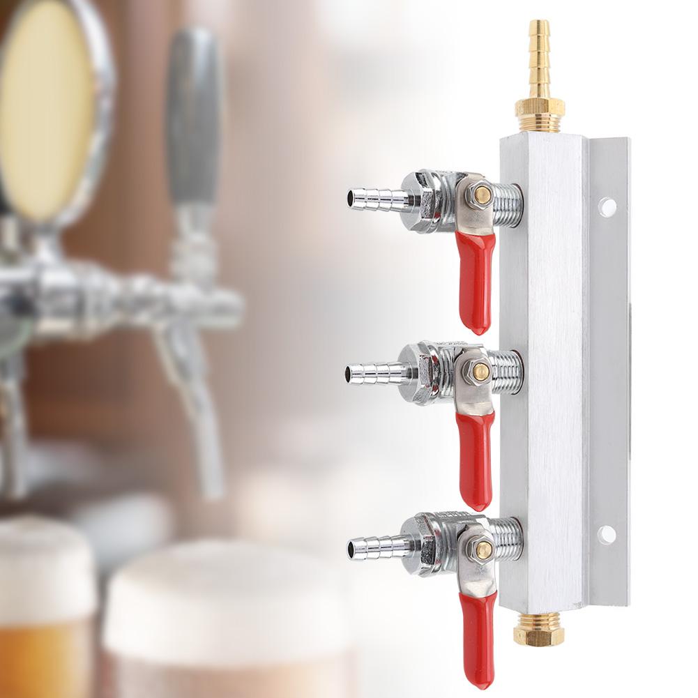 3 Way CO2 Gas Distribution Manifold Beer Dispensing Barrel Dispenser Home Air Gas Manifold Distribution Splitter Beer homebrew