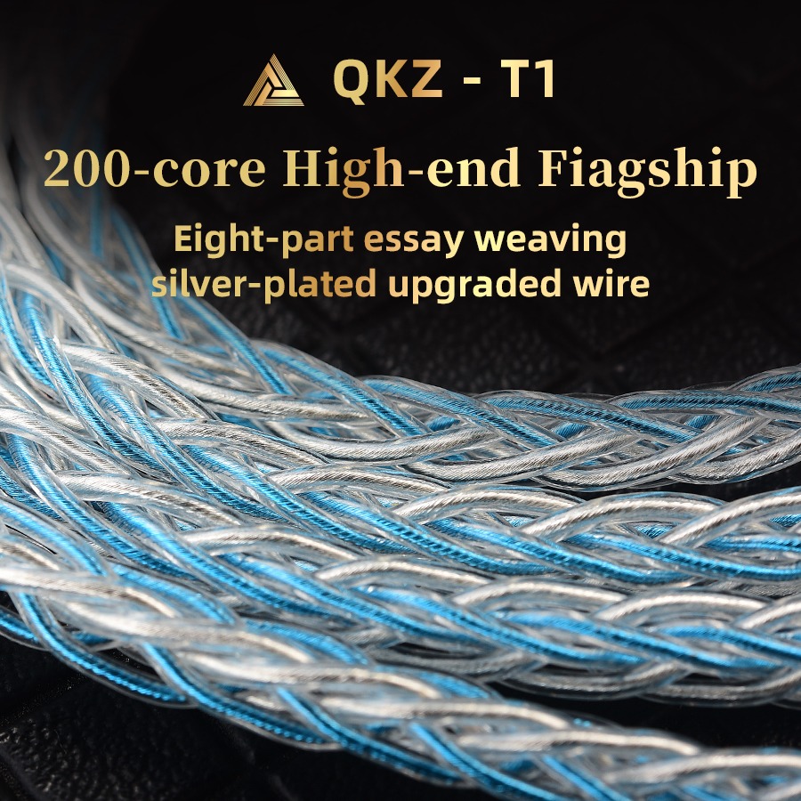Cable de auriculares con cable QKZ T1 KZ, Cable de actualización Chapado en plata de 8 hebras, Cable de actualización de auriculares de 0,75 MM y 2 pines, accesorios para auriculares de 3,5 MM