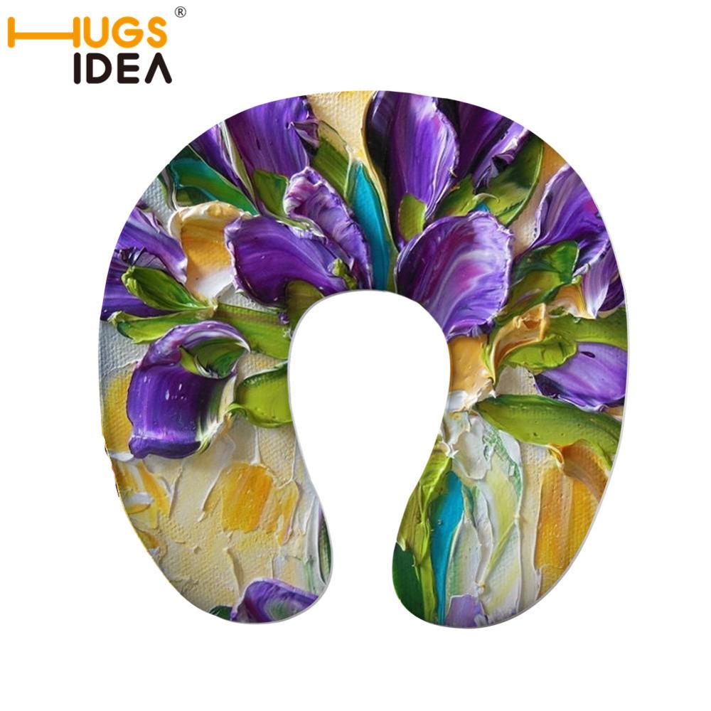 HUGSIDEA-oreiller en forme de U | Confortable motif floral, de styliste, pour le cou, la voiture et le voyage, oreiller en forme de mémoire, pour la voiture et le bureau: CC1891CT