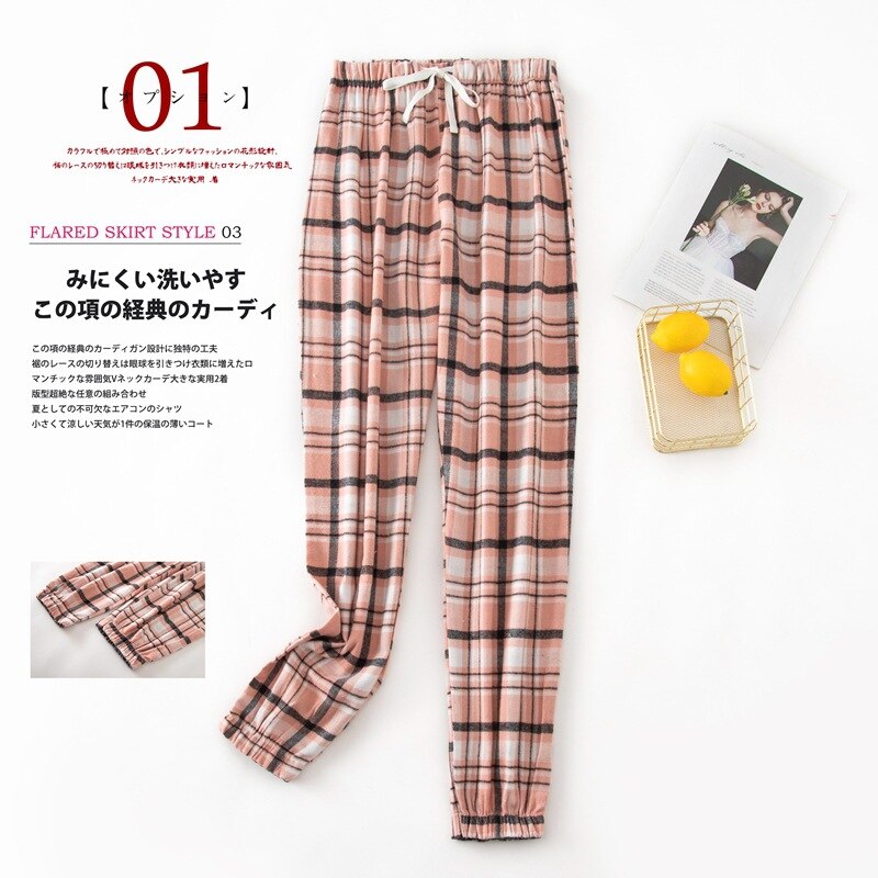 Stripe Sleep Bottom Women 100% Cotton Long Pant Home Pajamas Soft Slip Pants Big Size Casual Loose Mom Sleepwear kPaCotAkoWka