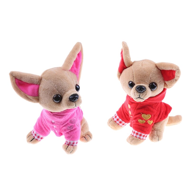 2 Stuks 17Cm Chihuahua Puppy Kids Toy Kawaii Simulatie Dier Pop Voor Meisjes Kinderen Leuke Gevulde Hond knuffel Ros