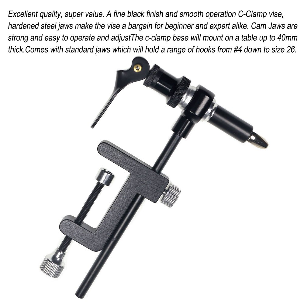 Vampfly C-Clamp Fly Tying Vise Hardened Steel Jaws 70D Fly Tying Thread Fly Tying Tool Kit-Bobbin Holder/Threader Whip Finisher