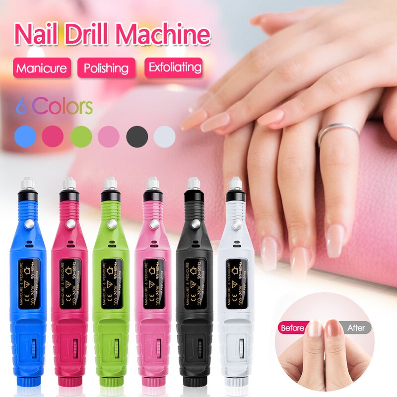 Elektrisk apparat för manikyr gel nagelbandsborttagning fräsborr pedikyr polermaskin slipskärare set nail art
