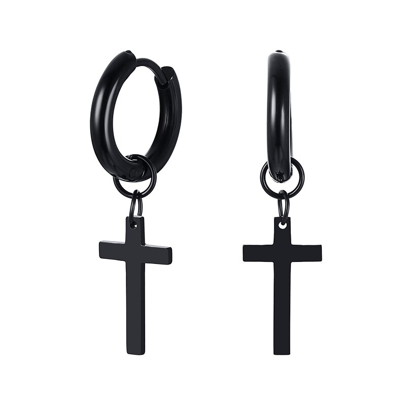 Stainless Steel Stud Earring with Cross Charm for Guys Men Earrings christmas Jewelry: style13