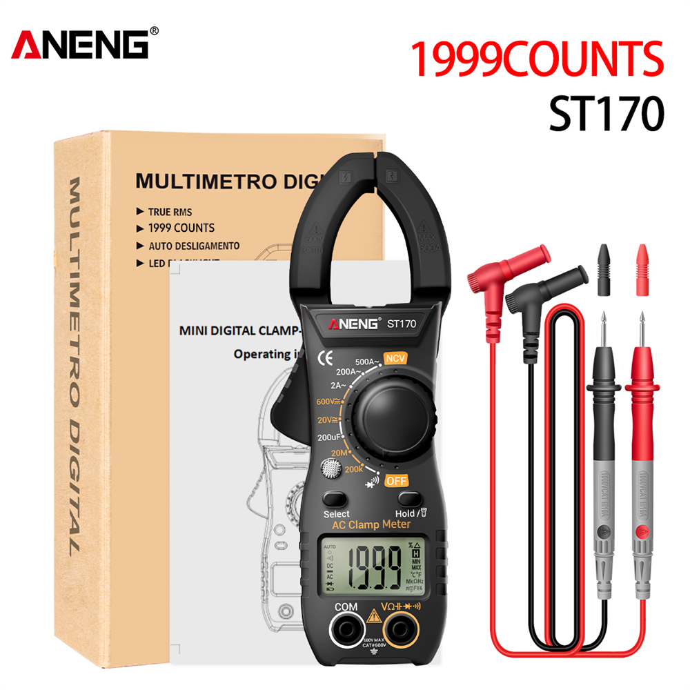 ANENG ST170 Smart Clamp Meter 1999 Counts Auto-ranging Digital Multimeter LCD Screen AC DC Voltage AC Current Tester