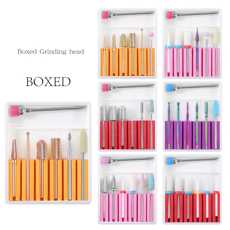 7Pcs/Set Tungsten Steel Nail Drill Bit Drill Ceramic Nails Things Punte Fresa Unghie Head Sanding for Nail Art
