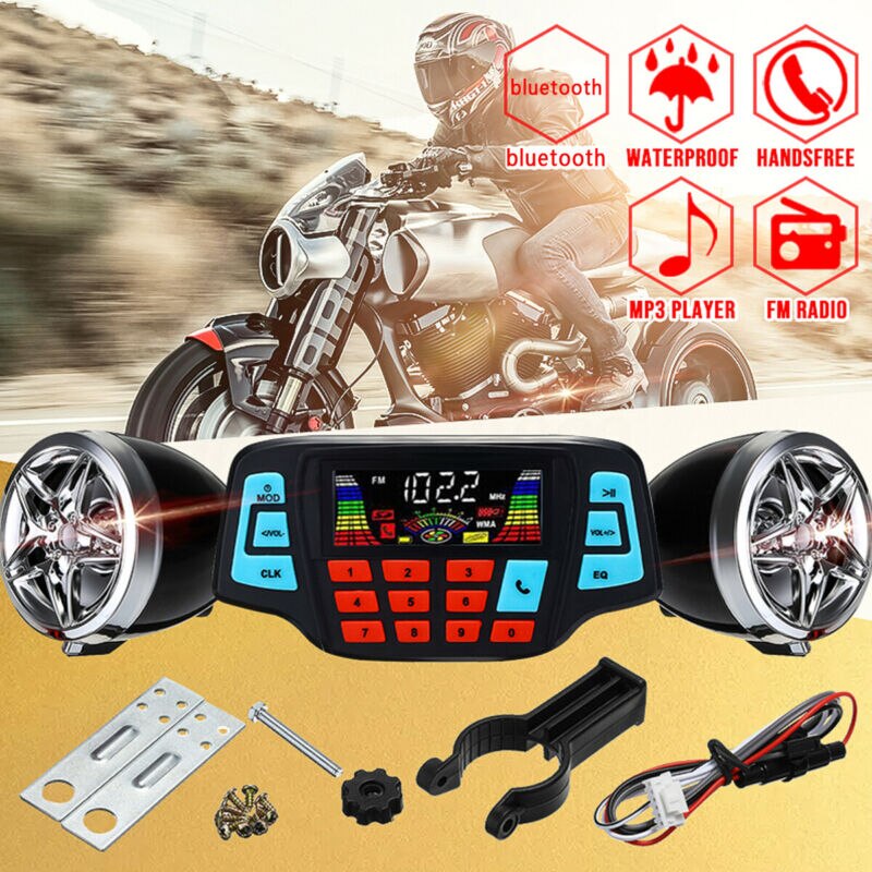 Motorfiets Audio Handsfree Bluetooth Stereo Speakers FM Radio Sound Systeem Accessoires Waterdichte Motor MP3 Muziekspeler