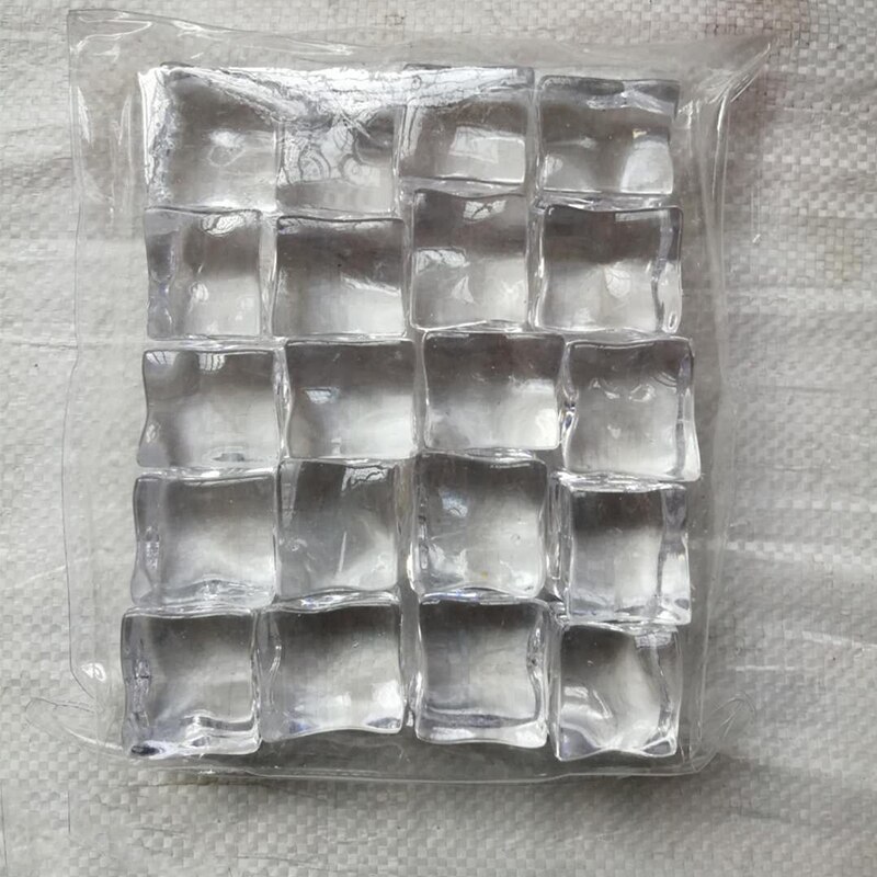 Cubos de hielo artificiales de acrílico, accesorios de fotografía, forma cuadrada, 3cm/2,5 cm/2cm/1,5 cm, 10 Uds.