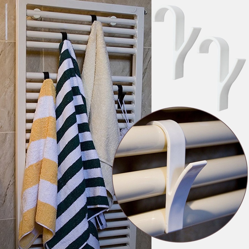 6Pcs Hanger Voor Verwarmde Handdoek Radiator Rail Bad Haak Houder Kleerhanger Plegable Sjaal Hanger Wit