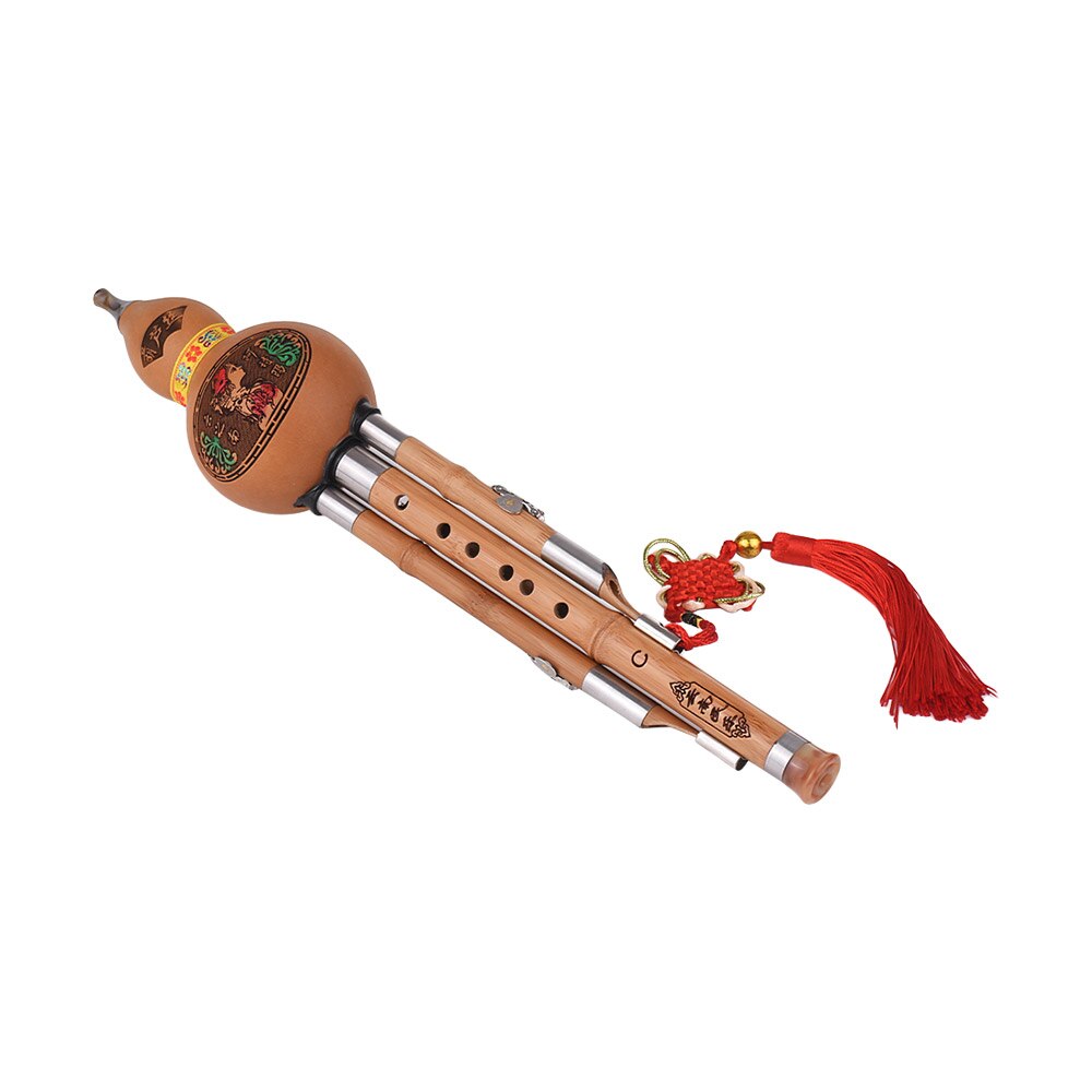 Trible c-key Hulusi-botella de flauta Cucurbit, tubos de bambú, calabaza, instrumento tradicional chino con nudo chino, estuche de transporte