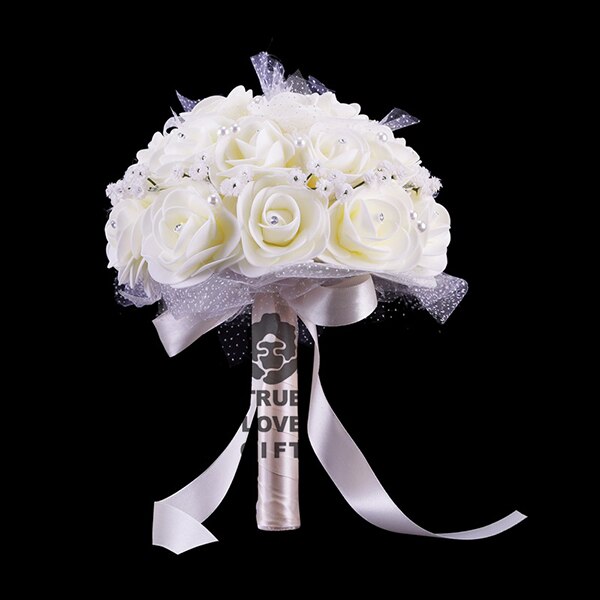 Ramos de diamantes de imitación de flores de espuma rosa, accesorios de boda de cinta de Margarita pequeña hechos a mano romántica, 9 colores: Beige