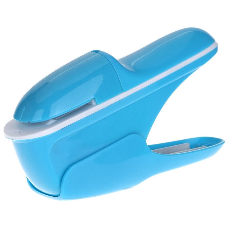 No Staples Nail Free Stapler Mini Cute Paper Book Binding Stapling Machine Stapleless Staplers Stationery: Blue